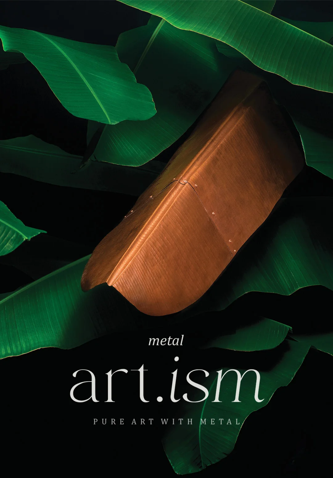 Hand hammered Copper Banana leaf